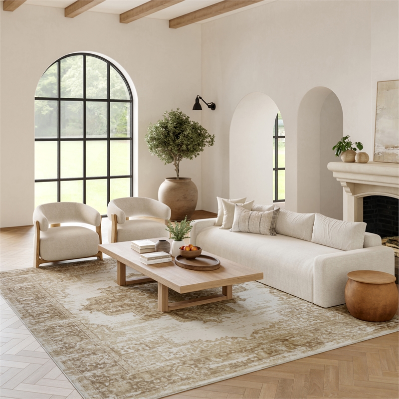 Nourison Grafix 8' x 10' Ivory Beige Fabric Vintage Area Rug (8' x 10')