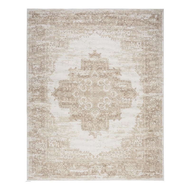 Nourison Grafix 8' x 10' Ivory Beige Fabric Vintage Area Rug (8' x 10')