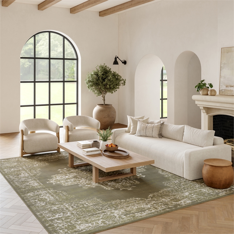 Nourison Grafix 8' x 10' Olive Fabric Vintage Area Rug (8' x 10')