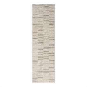 Nourison Santa Cruz 26x90&quot Contemporary Fabric Rug in Gray and Ivory