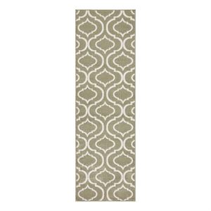 Nourison Jubilant 27x87&quot Indoor Transitional Fabric Rug in Olive Green