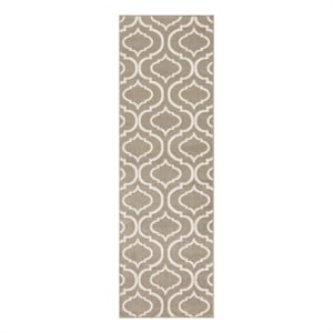 Nourison Jubilant 27x87&quot Indoor Transitional Fabric Rug in Taupe