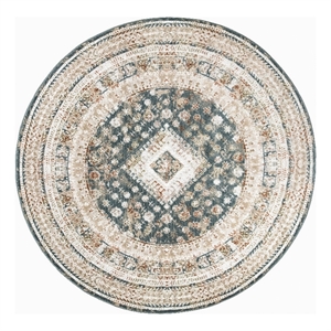 Nourison Thalia 94x94&quot Indoor Round Fabric Rug in Green and Ivory
