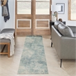 Nourison Home Astra Machine Washable 8' Runner Blue Ivory   Area Rug