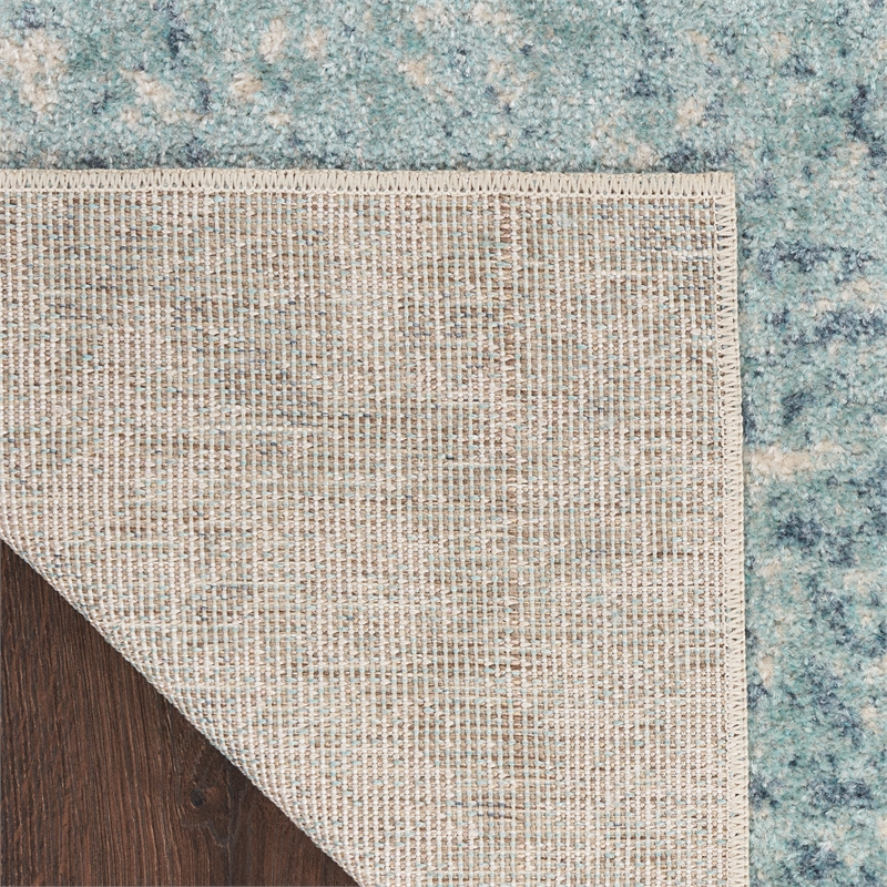 Nourison Astra Machine Washable 9' x 12' Polyester Indoor Rug in Blue Ivory