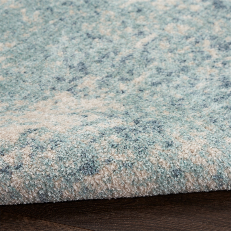Nourison Astra Machine Washable 9' x 12' Polyester Indoor Rug in Blue Ivory