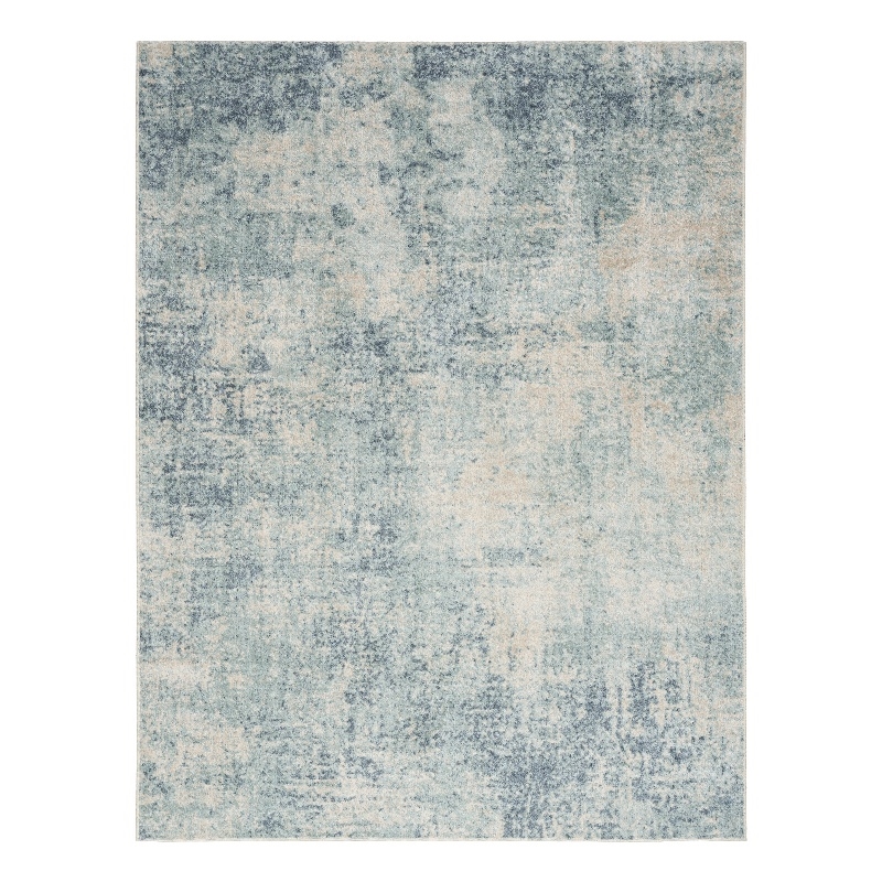 Nourison Astra Machine Washable 9' x 12' Polyester Indoor Rug in Blue Ivory