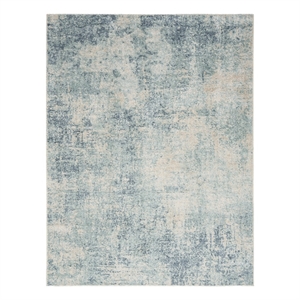 Nourison Astra Machine Washable 9' x 12' Polyester Indoor Rug in Blue Ivory