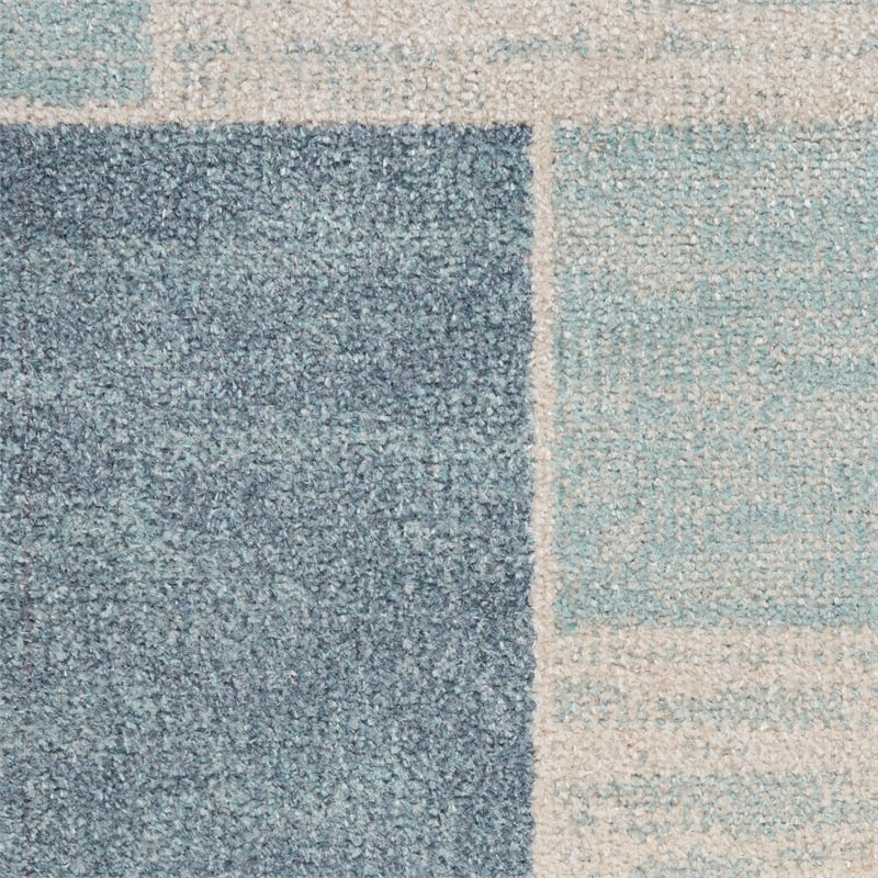 Nourison Home Astra Machine Washable 9' x 12' Blue Ivory   Area Rug