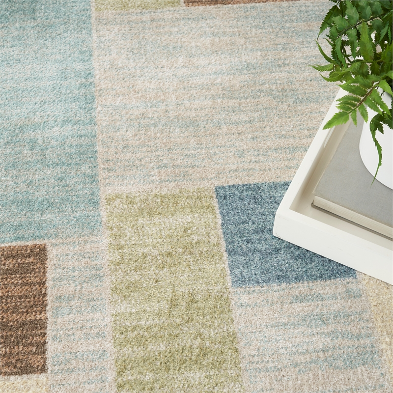 Nourison Home Astra Machine Washable 7' x 9' Blue Green Multicolor   Area Rug