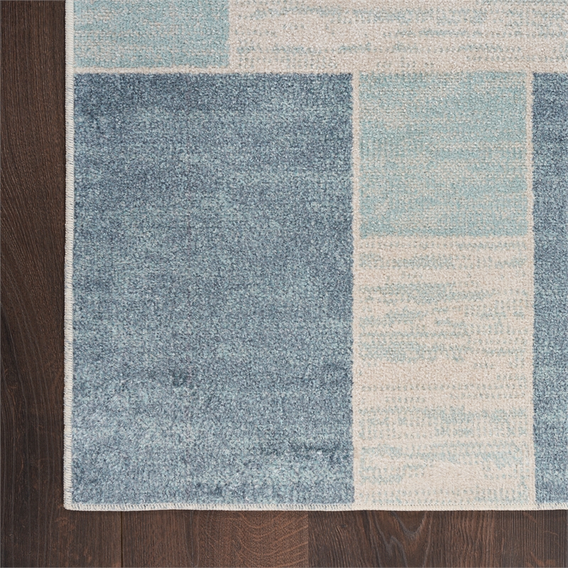 Nourison Home Astra Machine Washable 8' x 10' Blue Ivory   Area Rug
