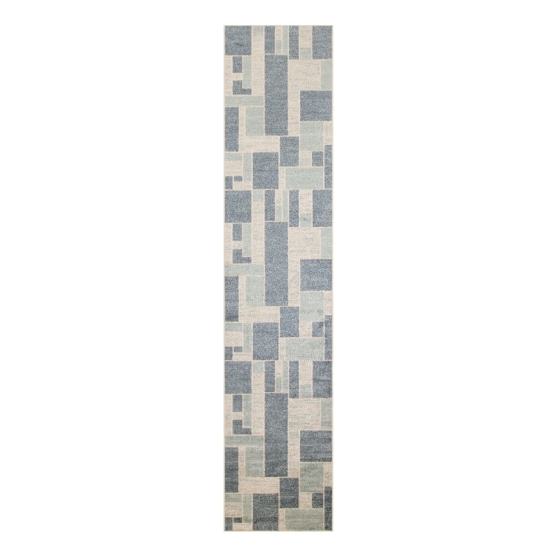 Nourison Home Astra Machine Washable 10' Runner Blue Ivory   Area Rug