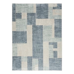 Nourison Home Astra Machine Washable 7' x 9' Blue Ivory   Area Rug