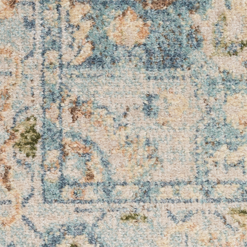 Nourison Home Astra Machine Washable 10' Runner Beige Blue Fabric Area Rug