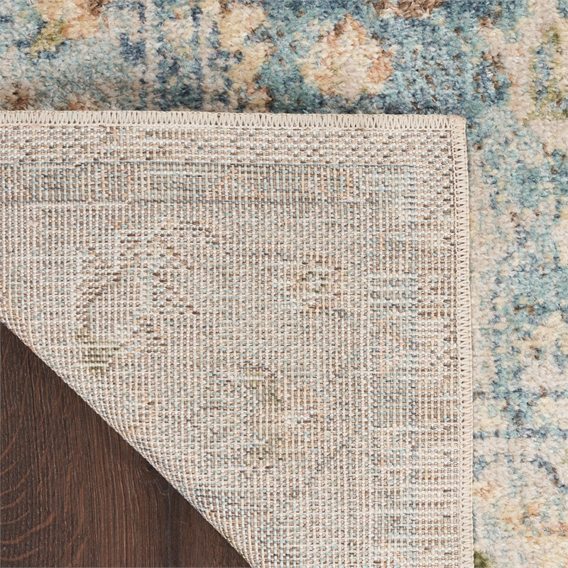 Nourison Home Astra Machine Washable 10' Runner Beige Blue Fabric Area Rug