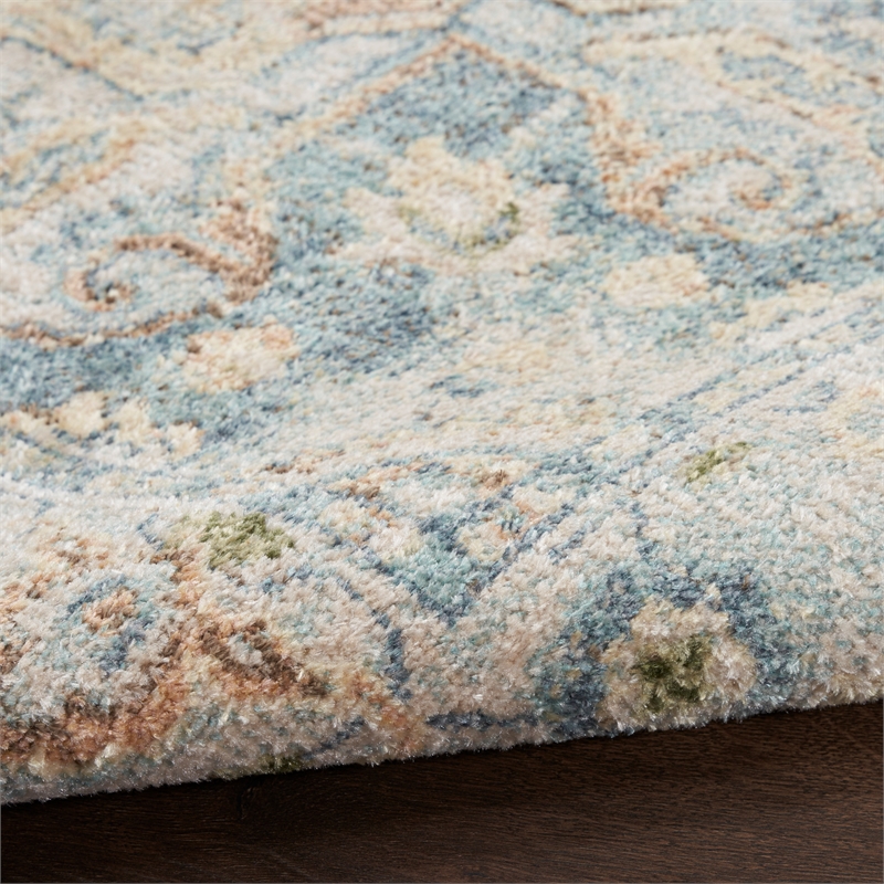 Nourison Home Astra Machine Washable 8' Runner Beige Blue Fabric Area Rug