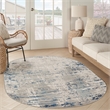 Nourison Concerto 6' x 9' Oval Ivory Gray Blue Fabric Modern Area Rug (9' Oval)