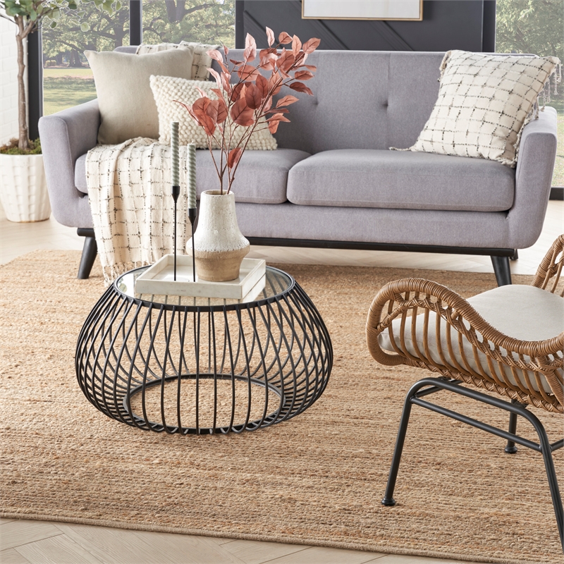Nourison Home Natural Jute 8' x Square Natural Fabric Area Rug