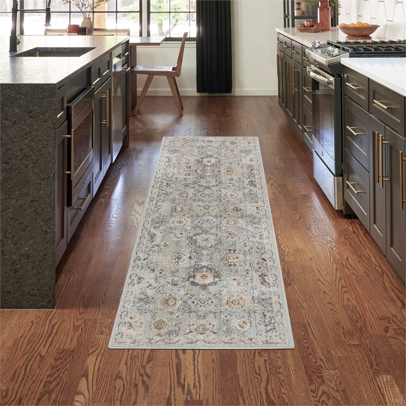 Nourison Home Oushak Home 8' Runner Mint   Area Rug