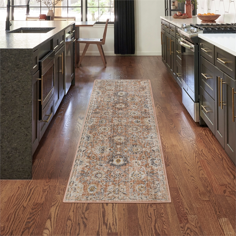 Nourison Home Oushak Home 8' Runner Rust   Area Rug