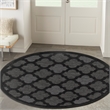 Nourison Easy Care 4' x Round Charcoal Black Fabric Modern Area Rug (4' Round)