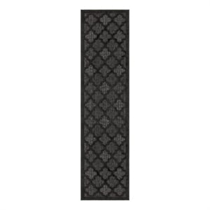 Nourison Easy Care 6' Runner Charcoal Black Fabric Modern Area Rug (6' Runner)