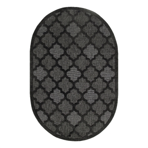 Nourison Easy Care 6' x 9' Oval Charcoal Black Fabric Modern Area Rug (9' Oval)