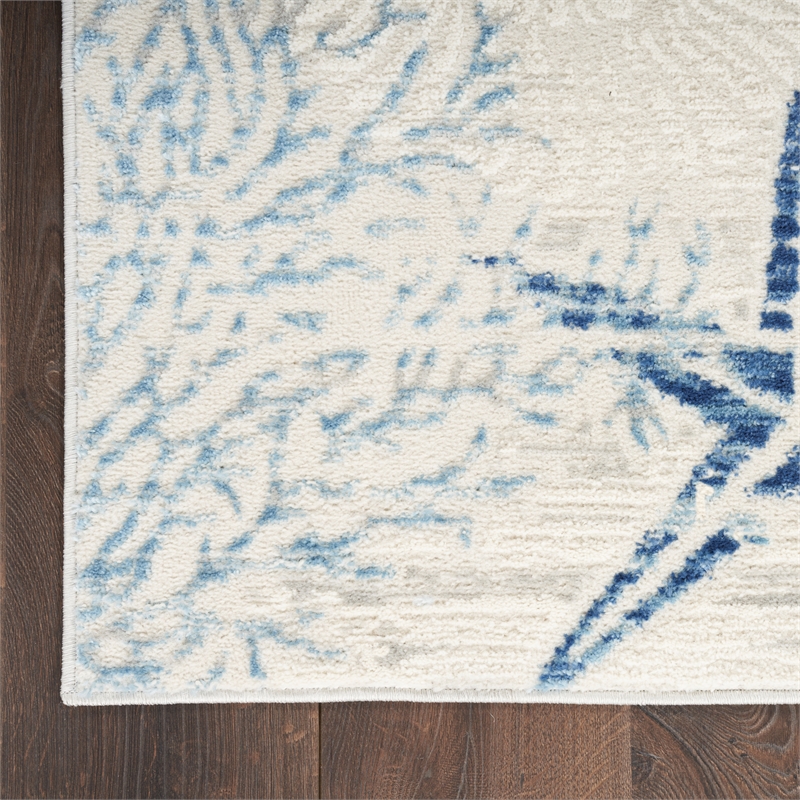 nourison pompeii 9' x 12' ivory gray blue fabric nautical & beach area rug