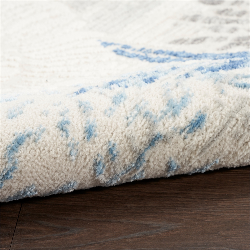 nourison pompeii 9' x 12' ivory gray blue fabric nautical & beach area rug