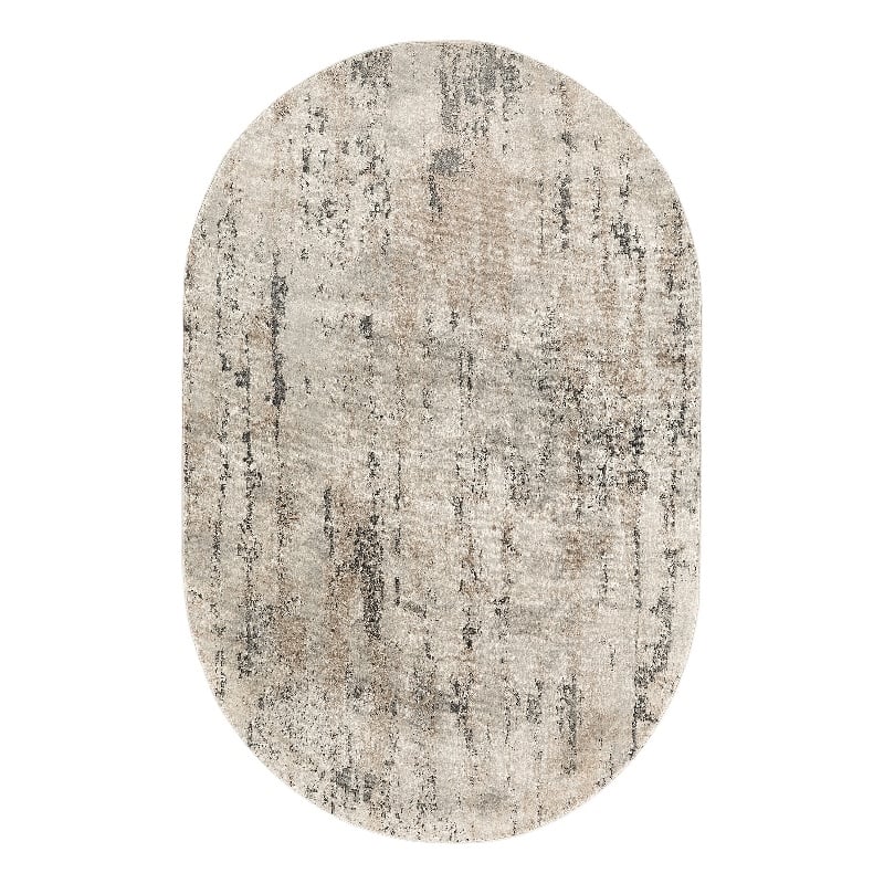 Nourison Concerto 5' x 8' Oval Beige Gray Fabric Modern Area Rug (8' Oval)