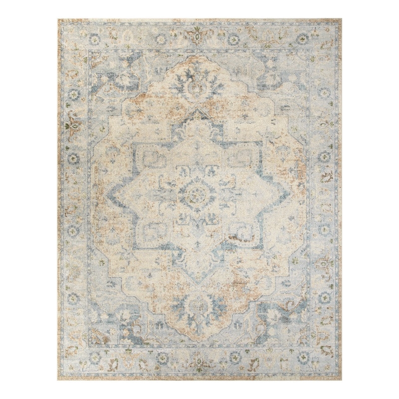 Nourison Home Astra Machine Washable 7' x 9' Beige Blue  Fabric Area Rug