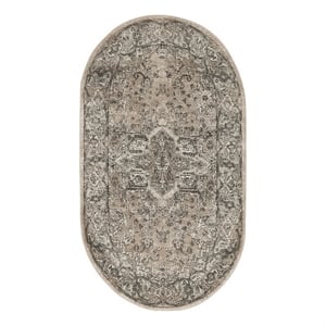 Nourison Concerto 3' x 5' Oval Beige Gray Fabric Farmhouse Area Rug (5' Oval)