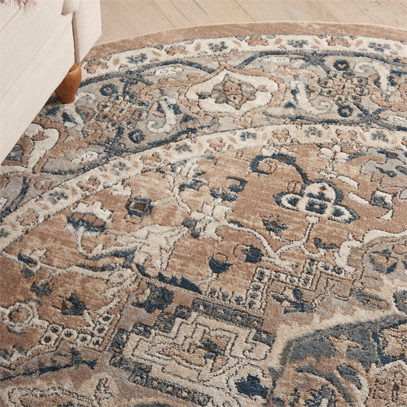 Nourison Concerto 10' x Round Beige Gray Fabric Farmhouse Area Rug (10' Round)