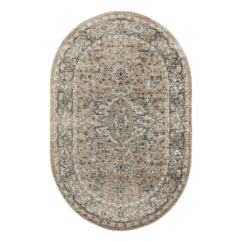 Nourison Concerto 6' x 9' Oval Beige Gray Fabric Farmhouse Area Rug (9' Oval)