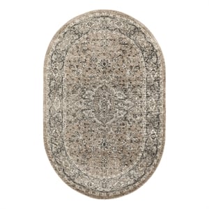 Nourison Concerto 6' x 9' Oval Beige Gray Fabric Farmhouse Area Rug (9' Oval)