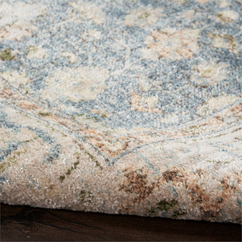 Nourison Home Astra Machine Washable 7' x 9' Silver Blue Fabric Area Rug