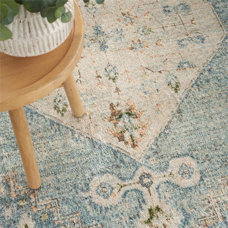 Nourison Home Astra Machine Washable 7' x 9' Silver Blue Fabric Area Rug