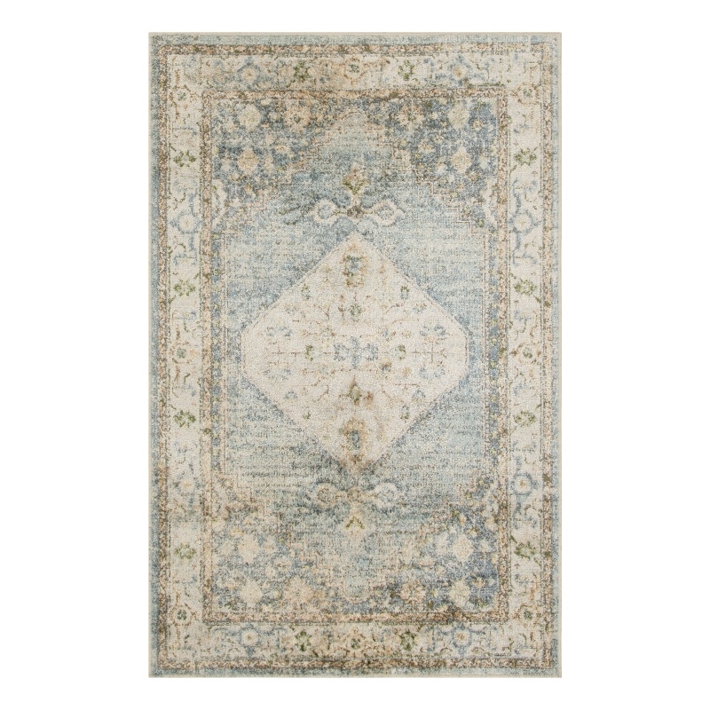 Nourison Home Astra Machine Washable 3' x 5' Silver Blue Fabric Area Rug