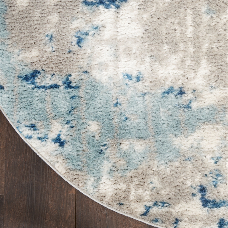 Nourison Concerto 10' x Round Ivory Gray Blue Fabric Modern Area Rug (10' Round)