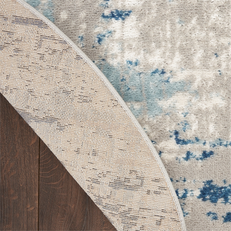 Nourison Concerto 10' x Round Ivory Gray Blue Fabric Modern Area Rug (10' Round)