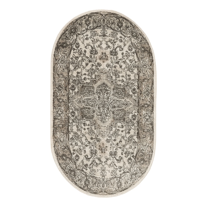 Nourison Concerto 3' x 5' Oval Ivory Gray Fabric Farmhouse Area Rug (5' Oval)