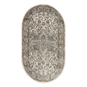 Nourison Concerto 3' x 5' Oval Ivory Gray Fabric Farmhouse Area Rug (5' Oval)