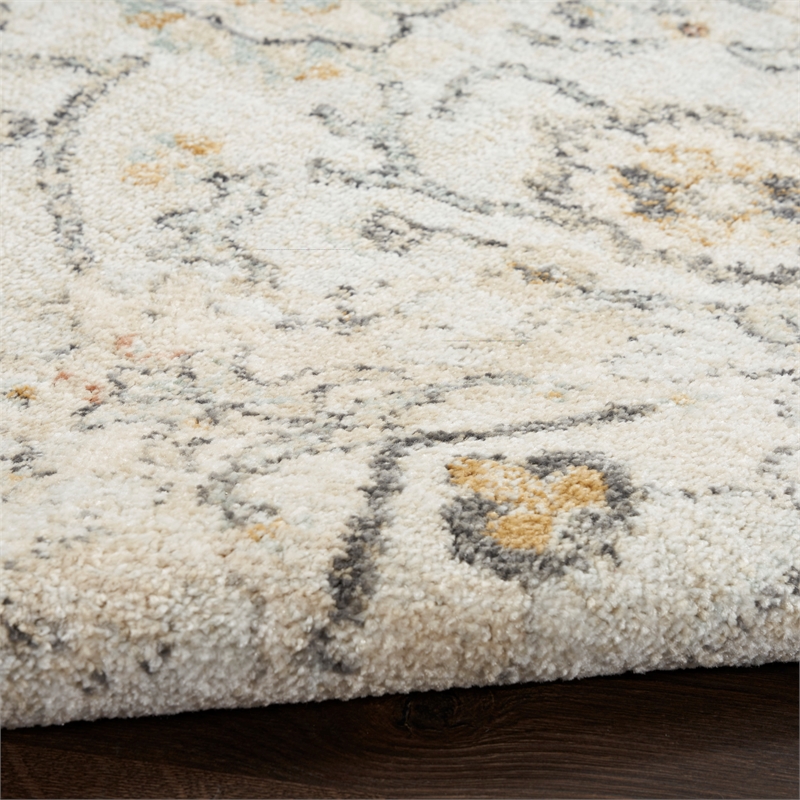 Nourison Oushak Home 4' x 6' Gray Fabric Vintage Indoor Area Rug