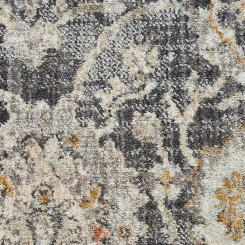 Nourison Oushak Home 6' x 7' Charcoal Vintage Fabric Indoor Rug