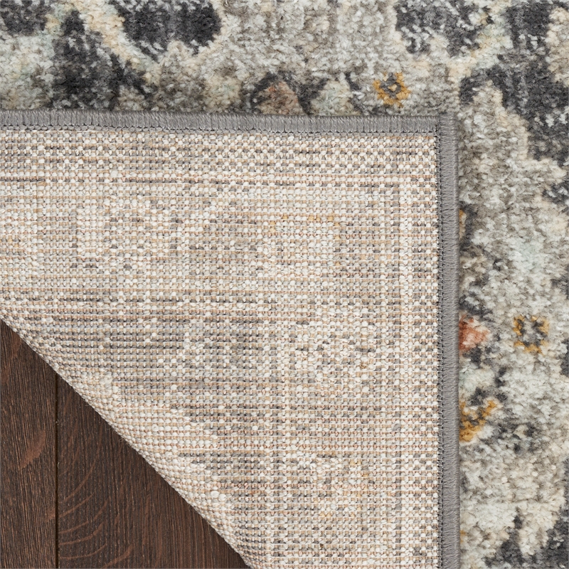 Nourison Oushak Home 6' x 7' Charcoal Vintage Fabric Indoor Rug
