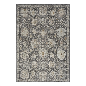 Nourison Oushak Home 6' x 7' Charcoal Vintage Fabric Indoor Rug