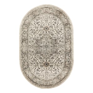 Nourison Concerto 5' x 8' Oval Ivory Gray Fabric Farmhouse Area Rug (8' Oval)
