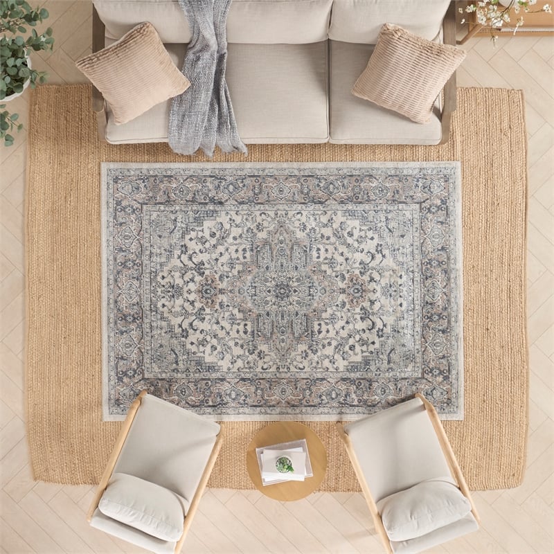 Nourison Concerto 12' x 15' Ivory Gray Fabric Farmhouse Area Rug (12' x 15')
