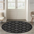 Nourison Easy Care 5' x Round Charcoal Black Fabric Modern Area Rug (5' Round)