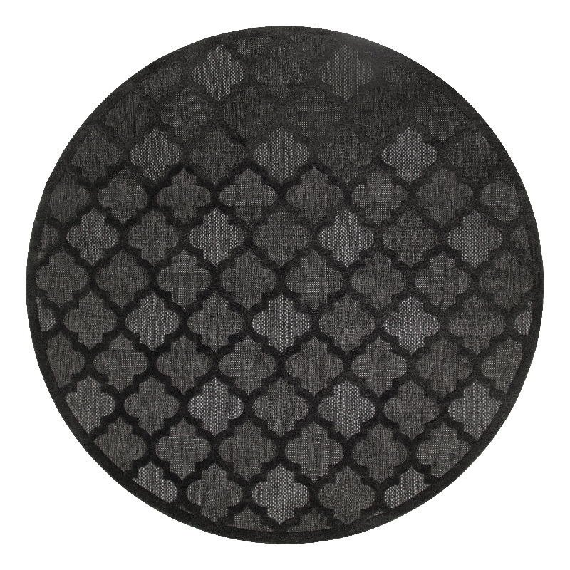 Nourison Easy Care 8' x Round Charcoal Black Fabric Modern Area Rug (8' Round)